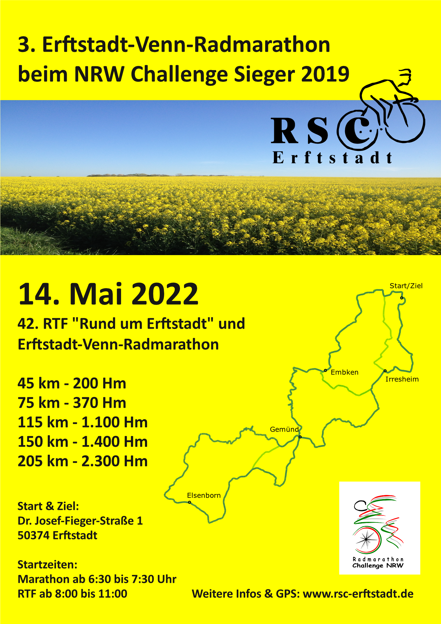 Erftstadt Venn Radmarathon, die alternative Route und Spreewald Marathon